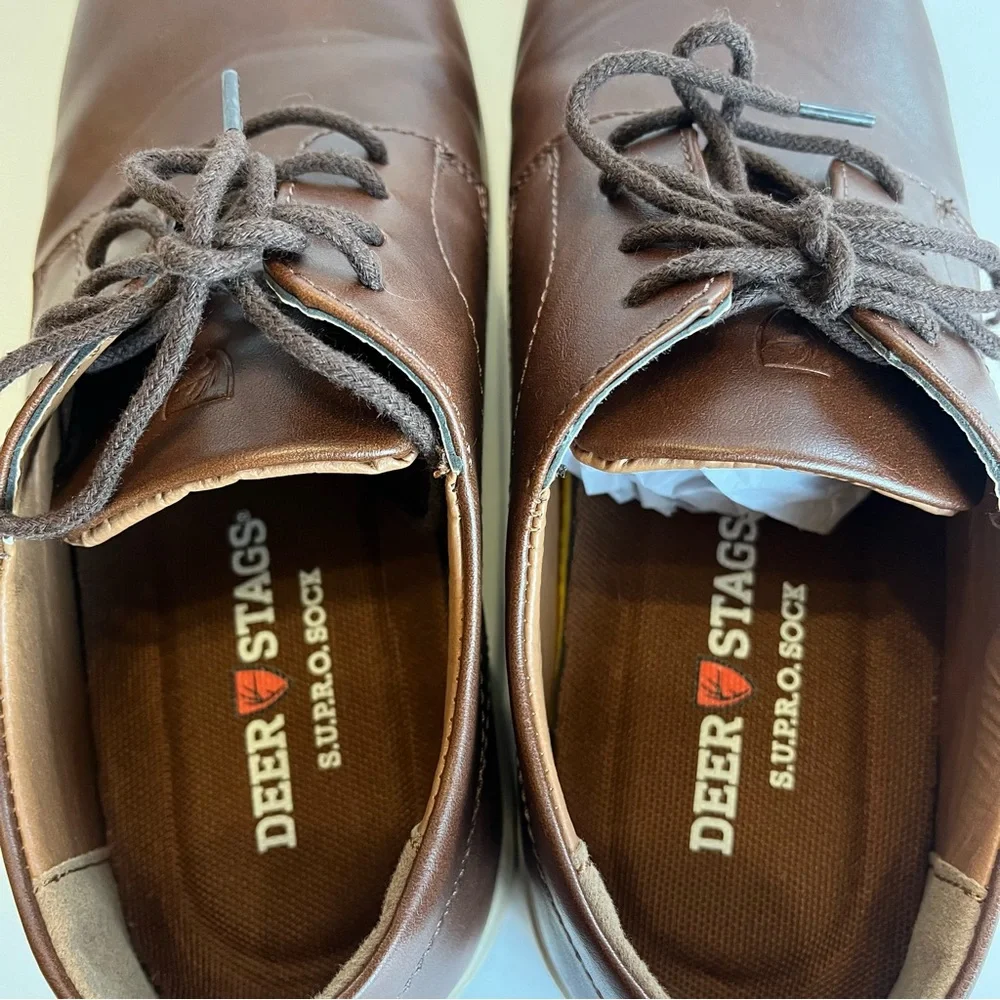 Deer Stags Men's 9 Lisbon Brown Supro Sock Dress‎ Oxford Comfort Shoes